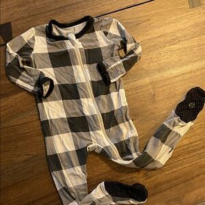 Kyte Baby Black and White Plaid Footie Pajamas